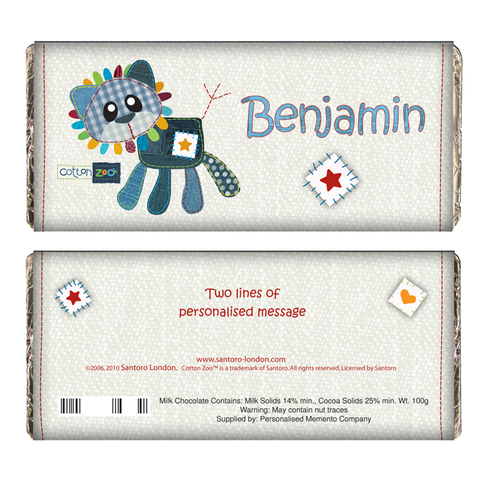 Cotton Zoo Denim the Lion Chocolate Bar